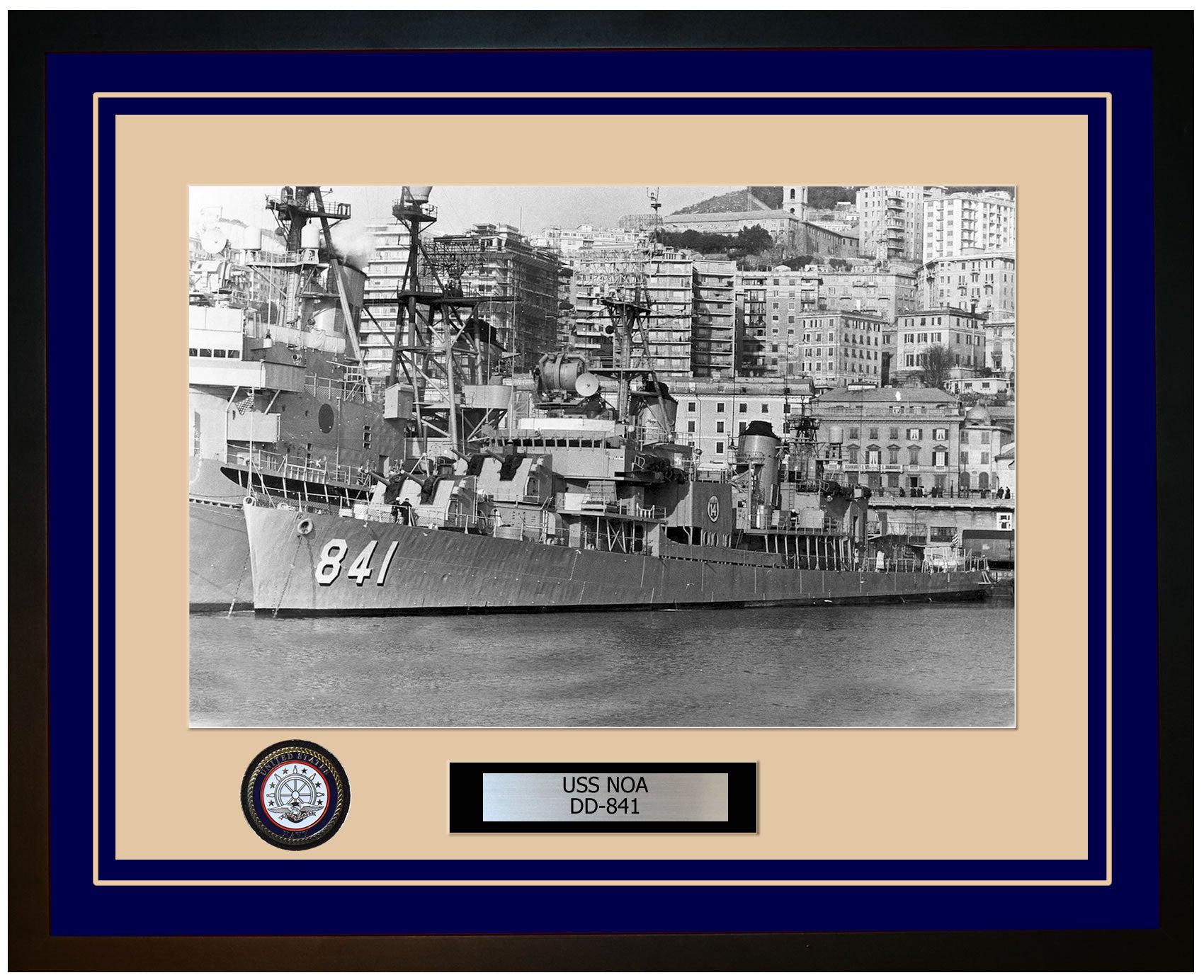 USS NOA DD-841 Framed Navy Ship Photo Blue