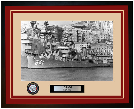 USS NOA DD-841 Framed Navy Ship Photo Burgundy