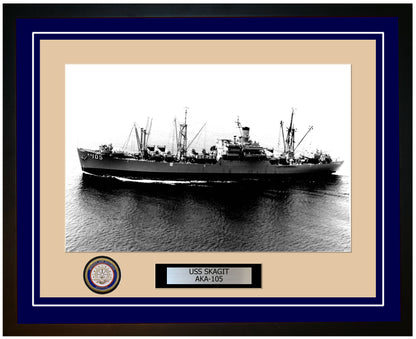 USS Skagit AKA-105 Framed Navy Ship Photo Blue