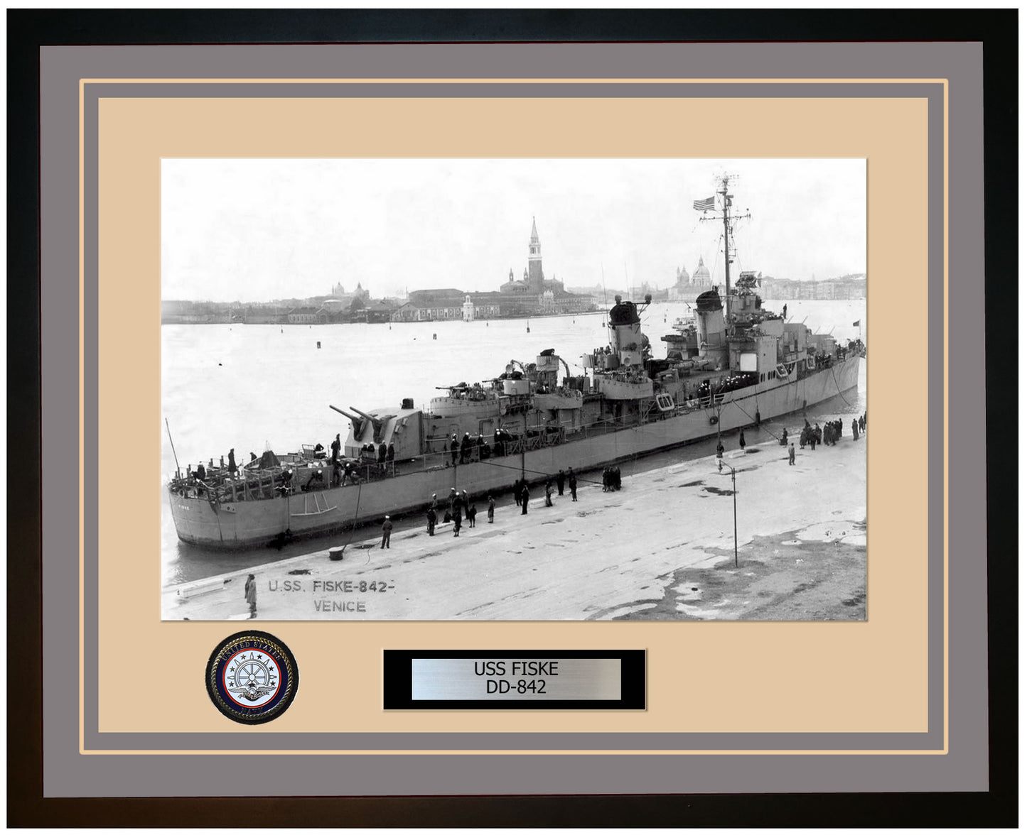 USS FISKE DD-842 Framed Navy Ship Photo Grey