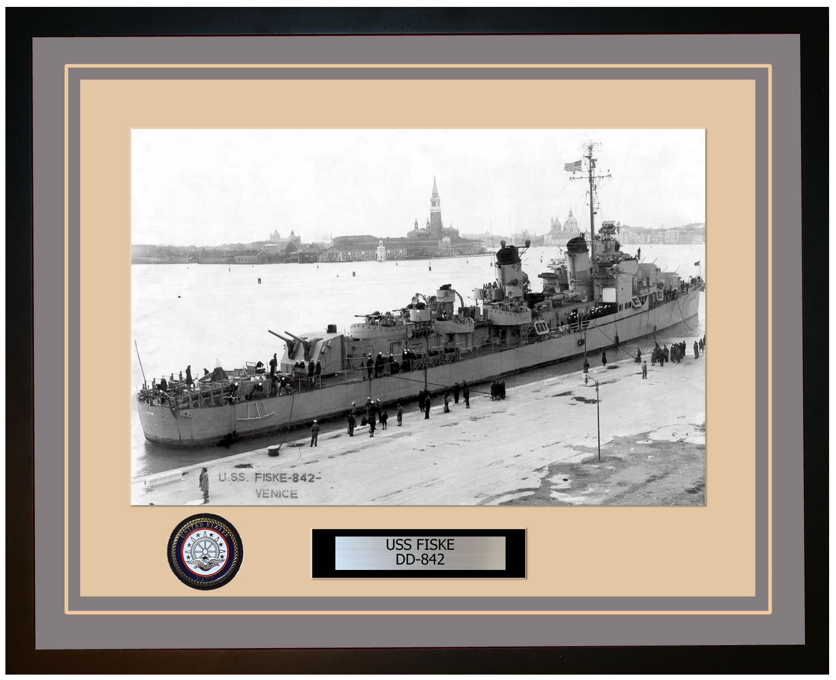 USS FISKE DD-842 Framed Navy Ship Photo Grey