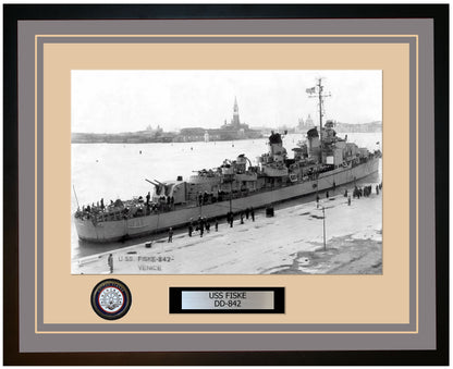 USS FISKE DD-842 Framed Navy Ship Photo Grey