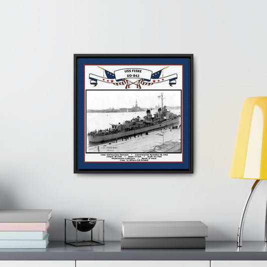 USS Fiske DD-842 Navy Floating Frame Photo Desk View