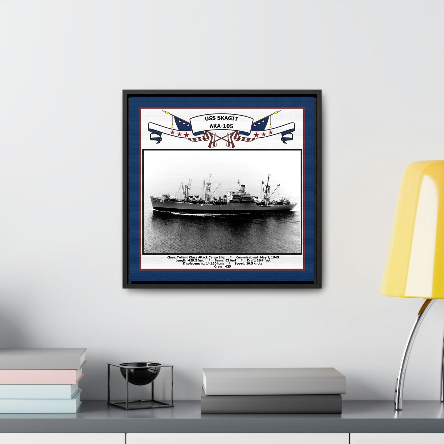 USS Skagit AKA-105 Navy Floating Frame Photo Desk View
