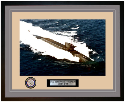 USS Benjamin Franklin SSBN-640 Framed Navy Ship Photo Grey