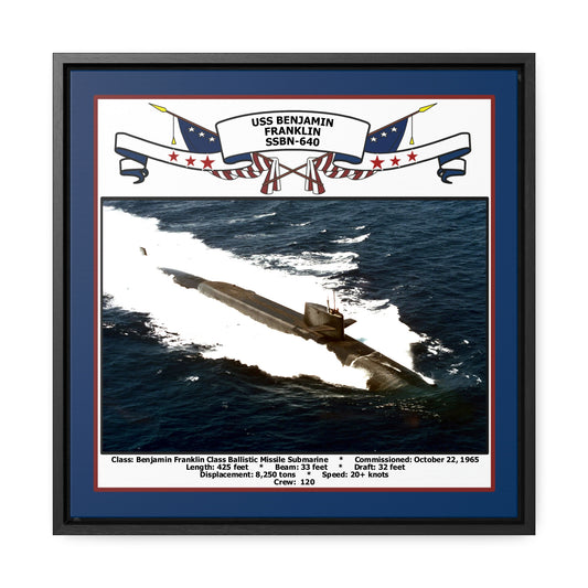 USS Benjamin Franklin SSBN-640 Navy Floating Frame Photo Front View