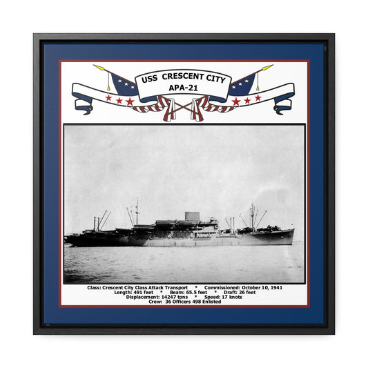 USS Crescent City APA-21 Navy Floating Frame Photo Front View