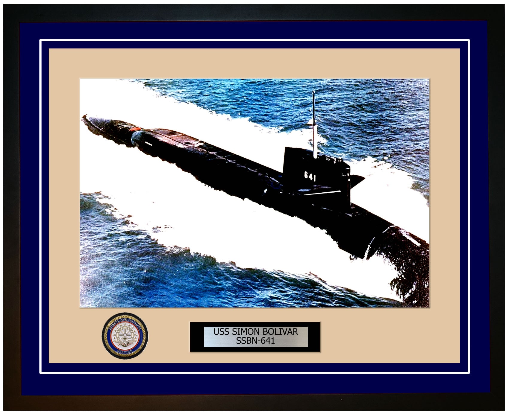 USS Simon Bolivar SSBN-641 Framed Navy Ship Photo Blue