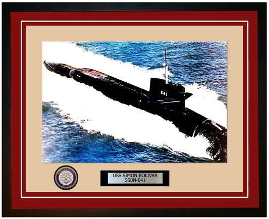 USS Simon Bolivar SSBN-641 Framed Navy Ship Photo Burgundy