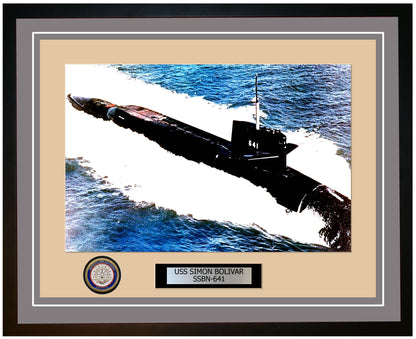 USS Simon Bolivar SSBN-641 Framed Navy Ship Photo Grey