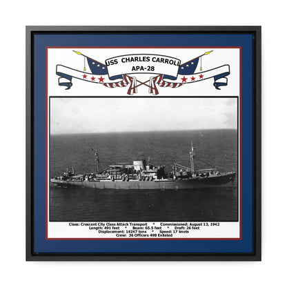 USS Charles Carroll APA-28 Navy Floating Frame Photo Front View