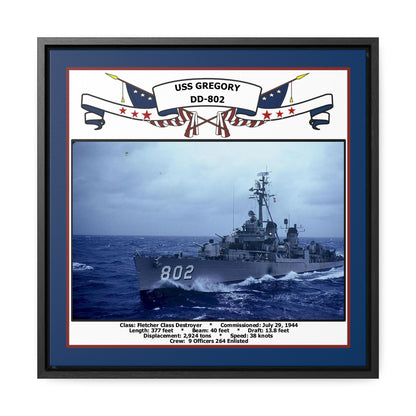 USS Gregory DD-802 Navy Floating Frame Photo Front View