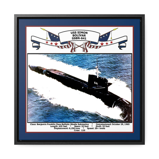 USS Simon Bolivar SSBN-641 Navy Floating Frame Photo Front View