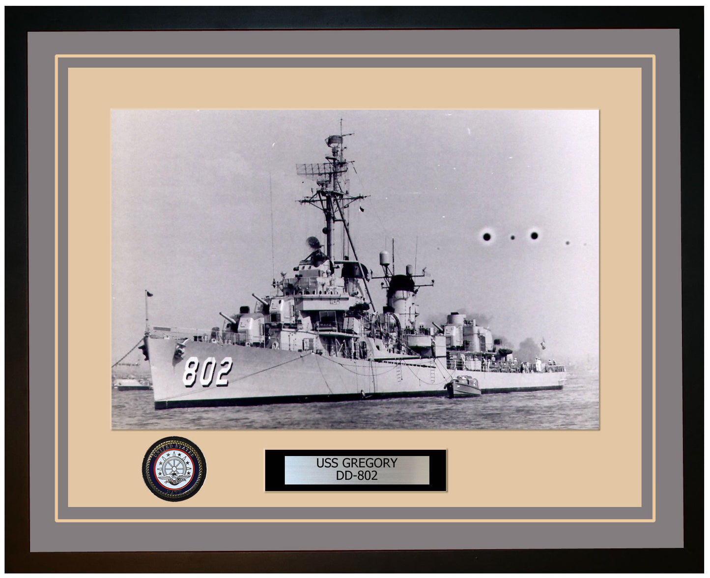 USS GREGORY DD-802 Framed Navy Ship Photo Grey