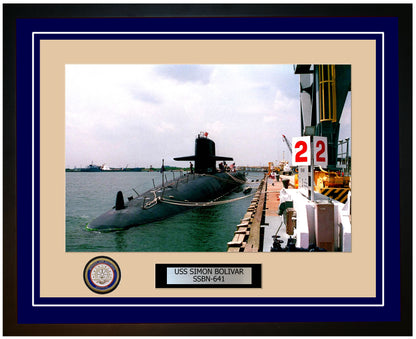 USS Simon Bolivar SSBN-641 Framed Navy Ship Photo Blue