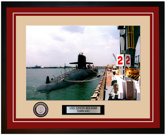 USS Simon Bolivar SSBN-641 Framed Navy Ship Photo Burgundy