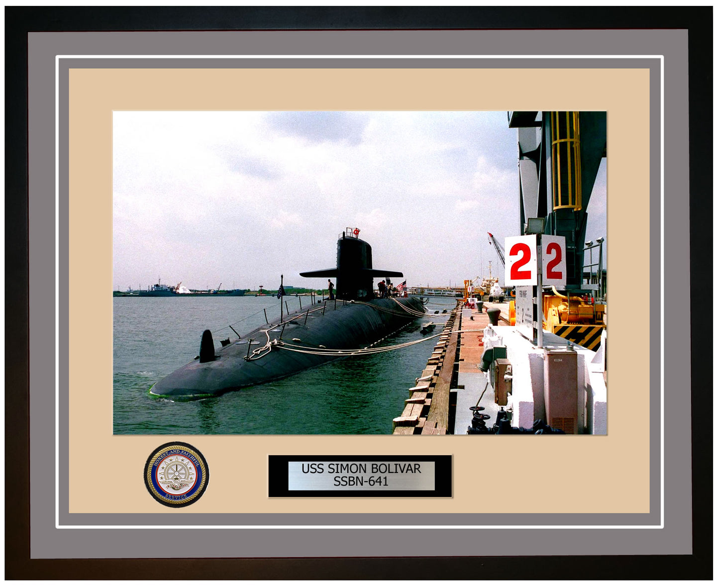 USS Simon Bolivar SSBN-641 Framed Navy Ship Photo Grey