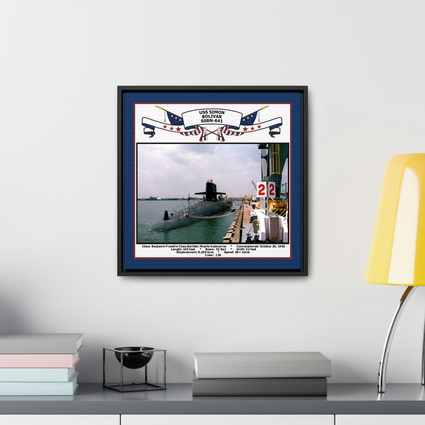 USS Simon Bolivar SSBN-641 Navy Floating Frame Photo Desk View