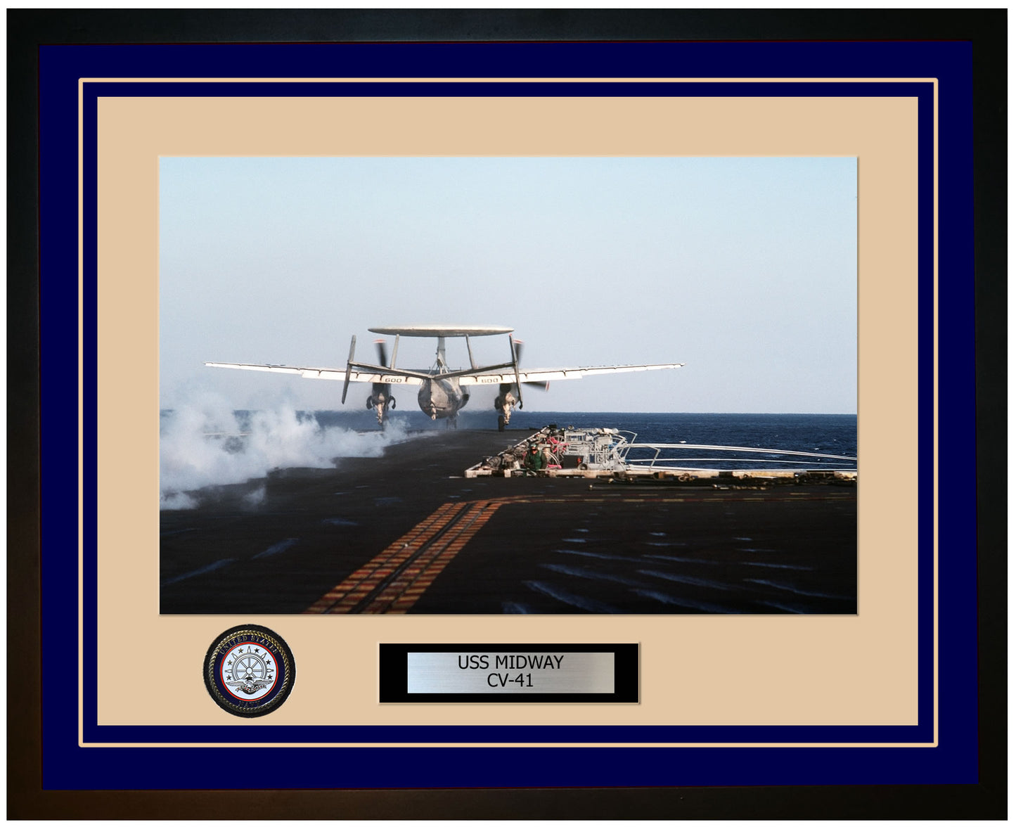 USS MIDWAY CV-41 Framed Navy Ship Photo Blue