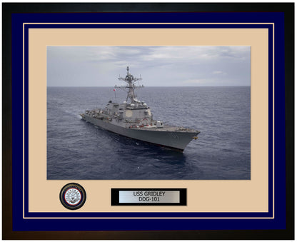 USS GRIDLEY DDG-101 Framed Navy Ship Photo Blue