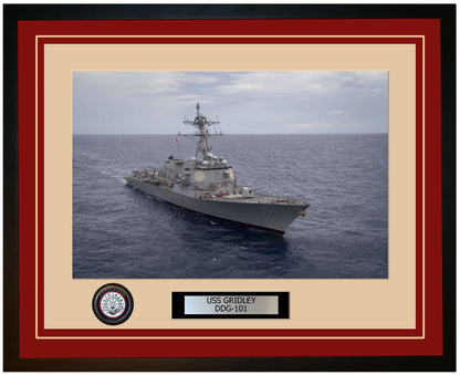 USS GRIDLEY DDG-101 Framed Navy Ship Photo Burgundy