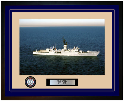 USS LANG FF-1060 Framed Navy Ship Photo Blue