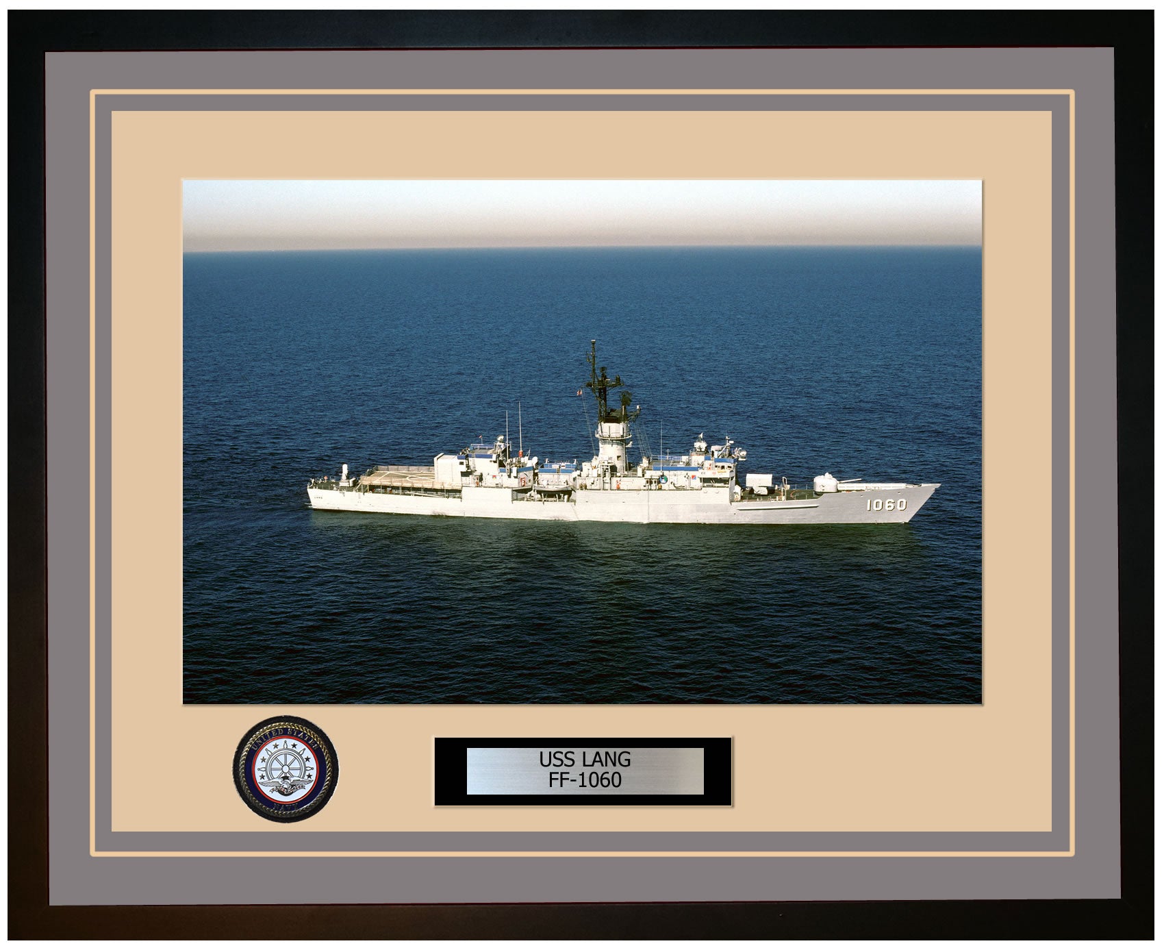 USS LANG FF-1060 Framed Navy Ship Photo Grey