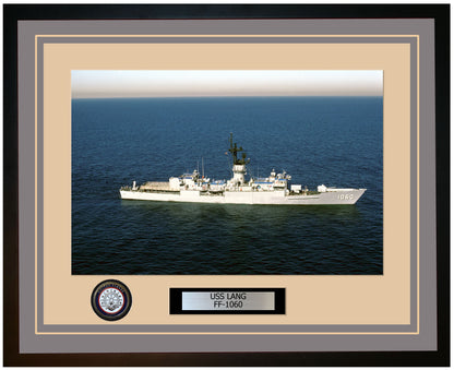 USS LANG FF-1060 Framed Navy Ship Photo Grey