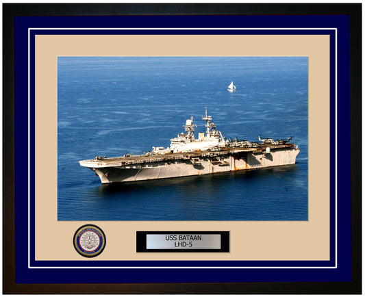 USS Bataan LHD-5 Framed Navy Ship Photo Blue