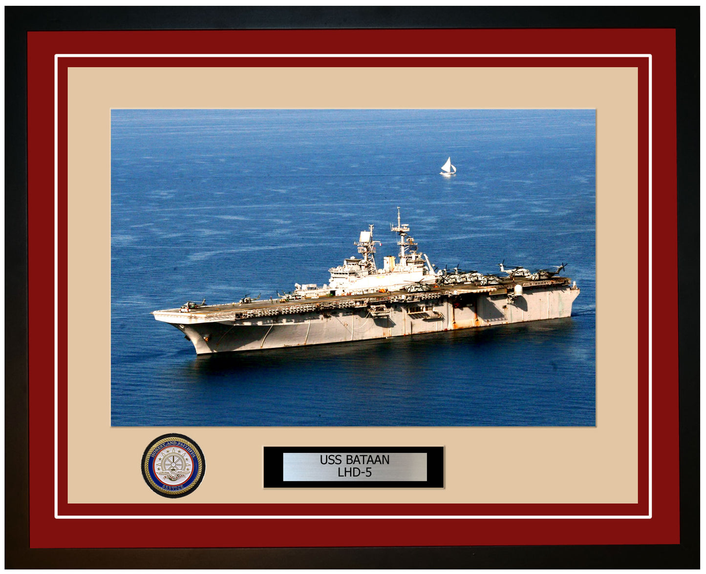 USS Bataan LHD-5 Framed Navy Ship Photo Burgundy