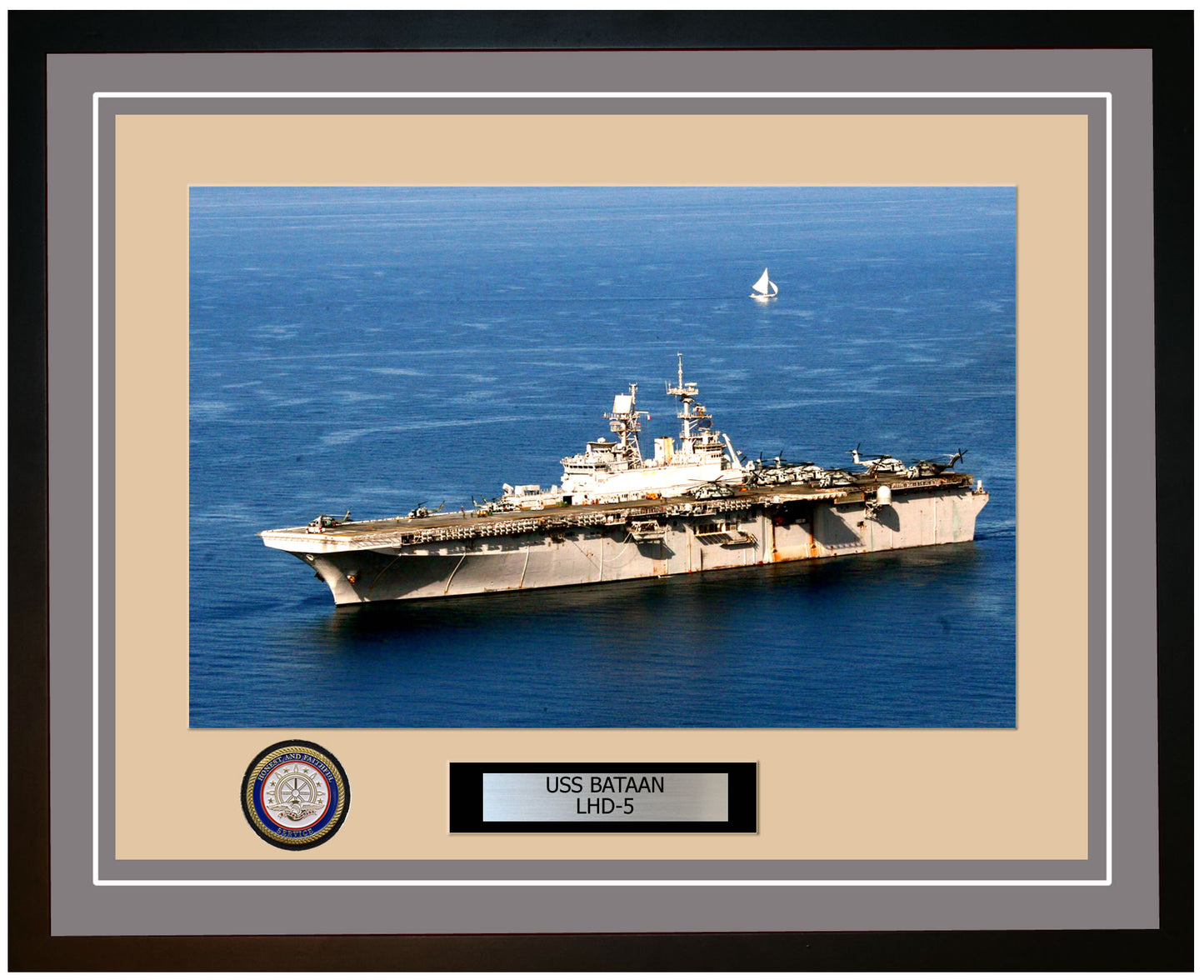USS Bataan LHD-5 Framed Navy Ship Photo Grey