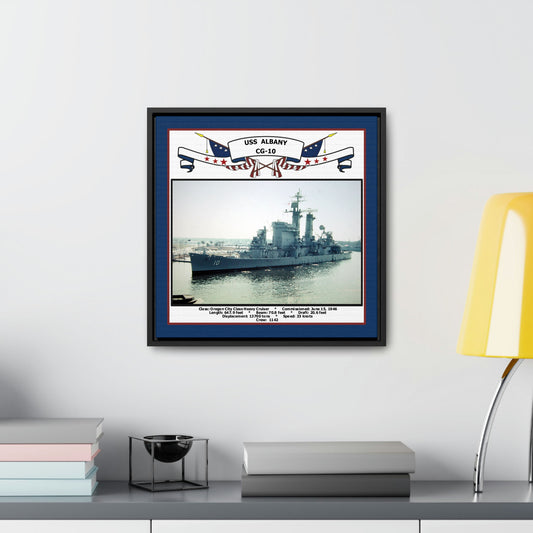 USS Albany CG-10 Navy Floating Frame Photo Desk View