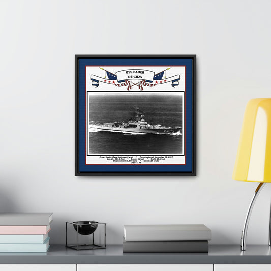 USS Bauer DE-1025 Navy Floating Frame Photo Desk View