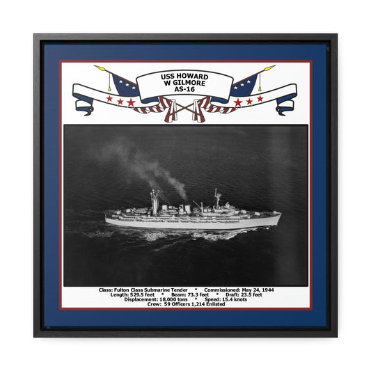 USS Howard W Gilmore AS-16 Navy Floating Frame Photo Front View