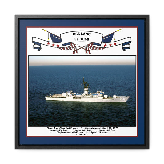 USS Lang FF-1060 Navy Floating Frame Photo Front View
