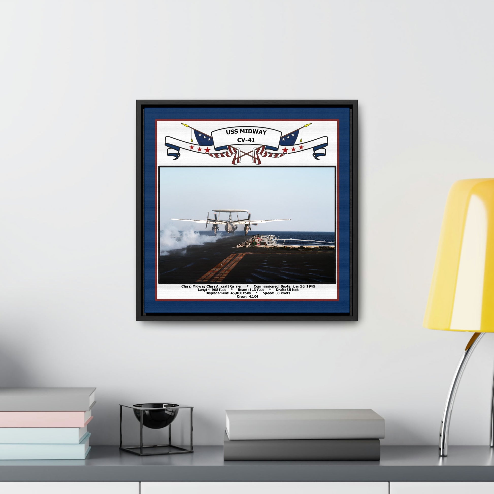 USS Midway CV-41 Navy Floating Frame Photo Desk View