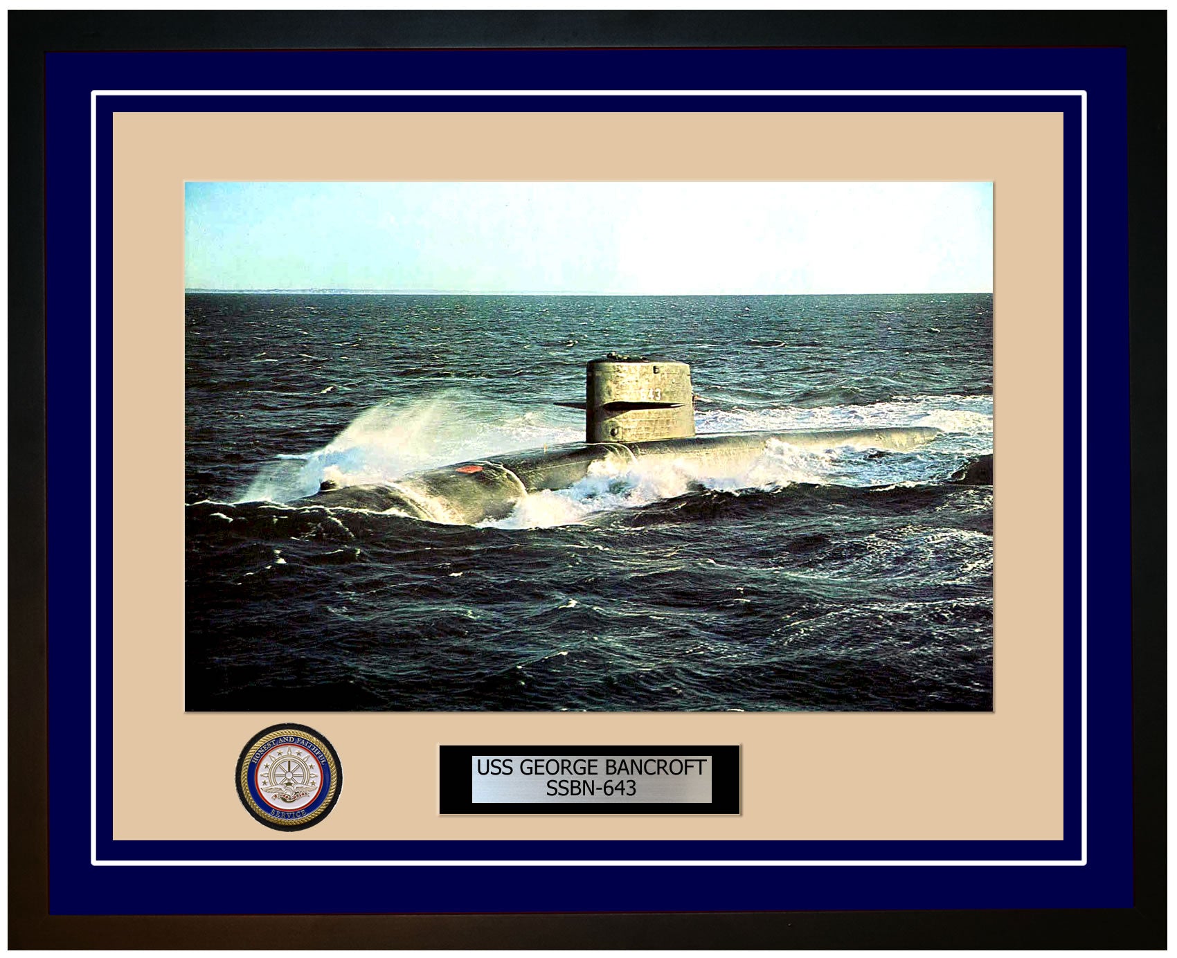 USS George Bancroft SSBN-643 Framed Navy Ship Photo Blue