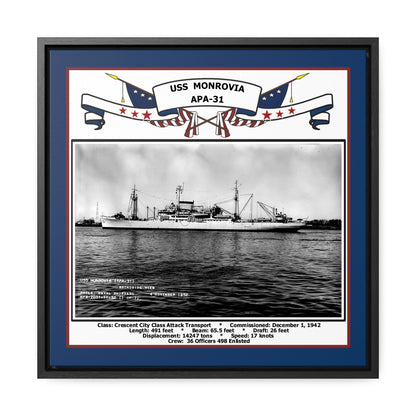 USS Monrovia APA-31 Navy Floating Frame Photo Front View