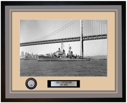 USS CHEVALIER DD-805 Framed Navy Ship Photo Grey