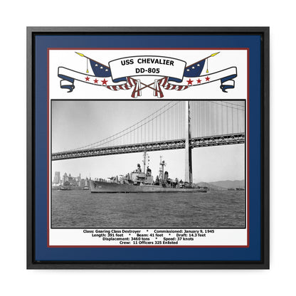 USS Chevalier DD-805 Navy Floating Frame Photo Front View