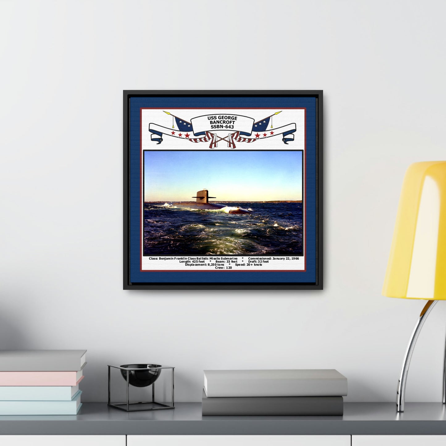 USS George Bancroft SSBN-643 Navy Floating Frame Photo Desk View