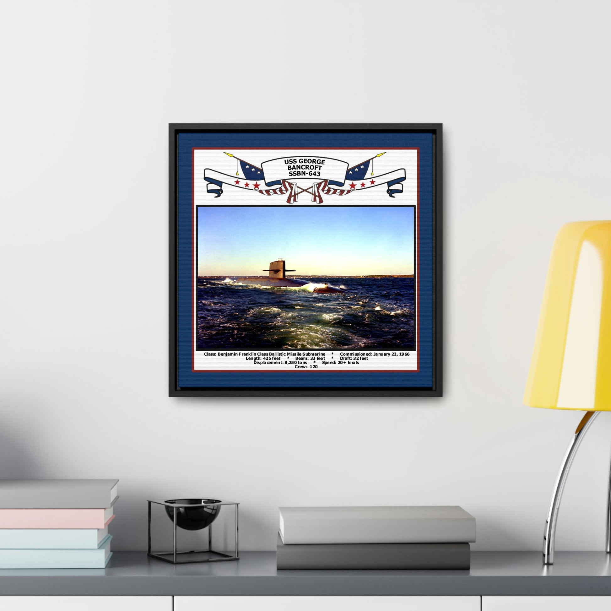 USS George Bancroft SSBN-643 Navy Floating Frame Photo Desk View