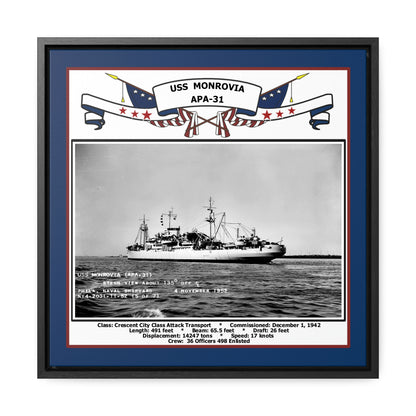 USS Monrovia APA-31 Navy Floating Frame Photo Front View