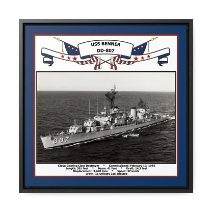 USS Benner DD-807 Navy Floating Frame Photo Front View