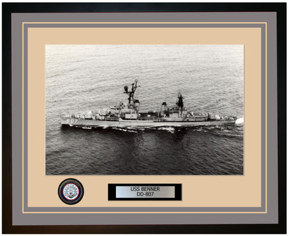 USS BENNER DD-807 Framed Navy Ship Photo Grey