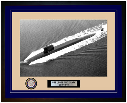USS Lewis And Clark SSBN-644 Framed Navy Ship Photo Blue