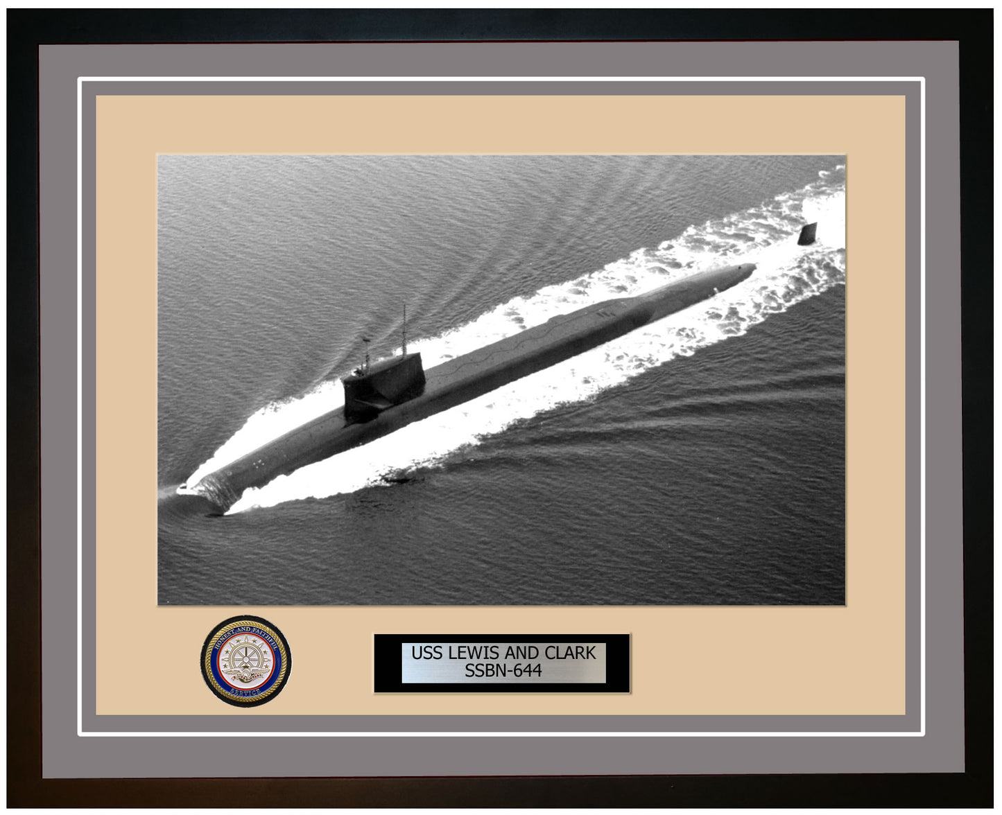 USS Lewis And Clark SSBN-644 Framed Navy Ship Photo Grey