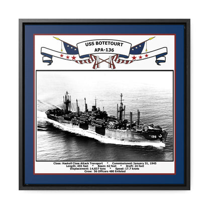 USS Botetourt APA-136 Navy Floating Frame Photo Front View