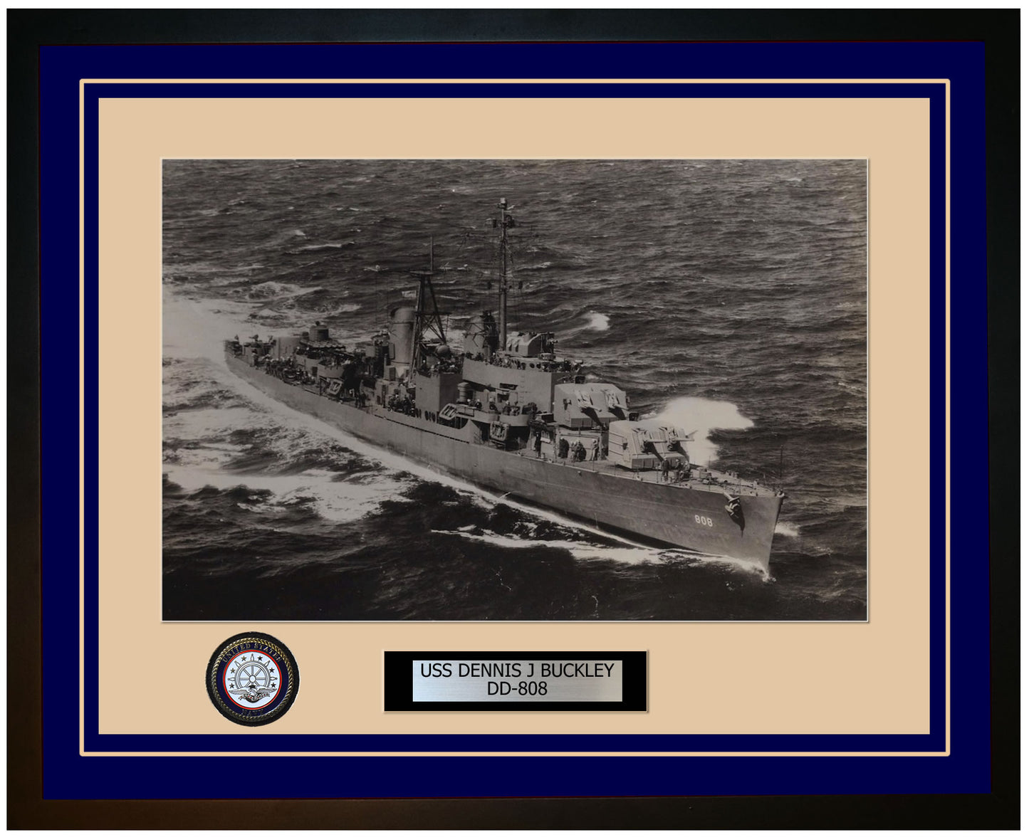 USS DENNIS J BUCKLEY DD-808 Framed Navy Ship Photo Blue