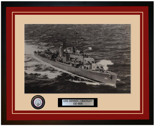 USS DENNIS J BUCKLEY DD-808 Framed Navy Ship Photo Burgundy